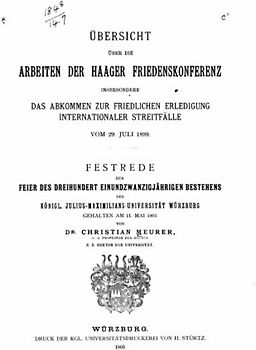 Übersicht über die Arbeiten der Haager Friedenskonferenz