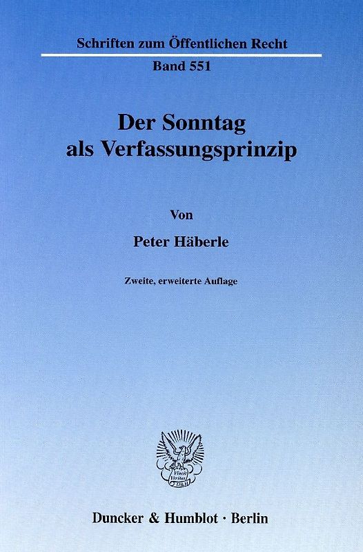 Der Sonntag als Verfassungsprinzip.