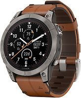 Garmin Fenix 7 Pro 47 mm titan avec bracelet en cuir marron [Wi-Fi, Sapphire Solar Edition]