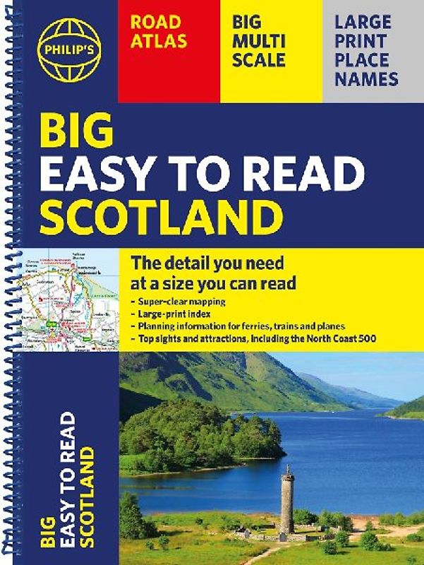 Philip's Big Easy to Read Scotland Road Atlas (Spiral A3)