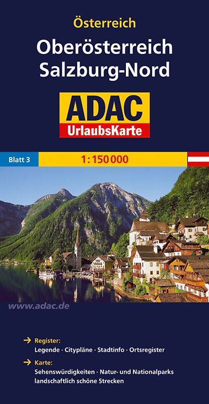 ADAC Urlaubskarte Österreich 03 Oberösterreich, Salzburg-Nord 1:150.000