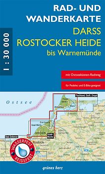Rad- und Wanderkarte Darß, Rostocker Heide bis Warnemünde