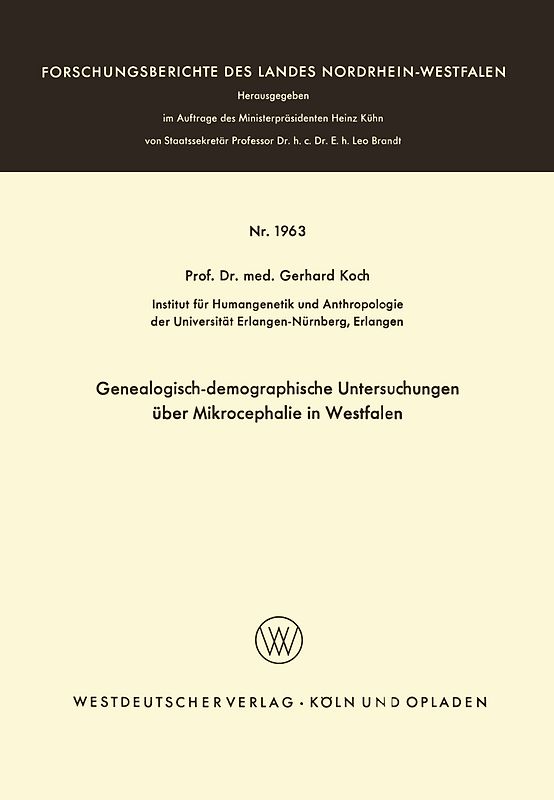 Genealogisch-demographische Untersuchungen über Mikrocephalie in Westfalen