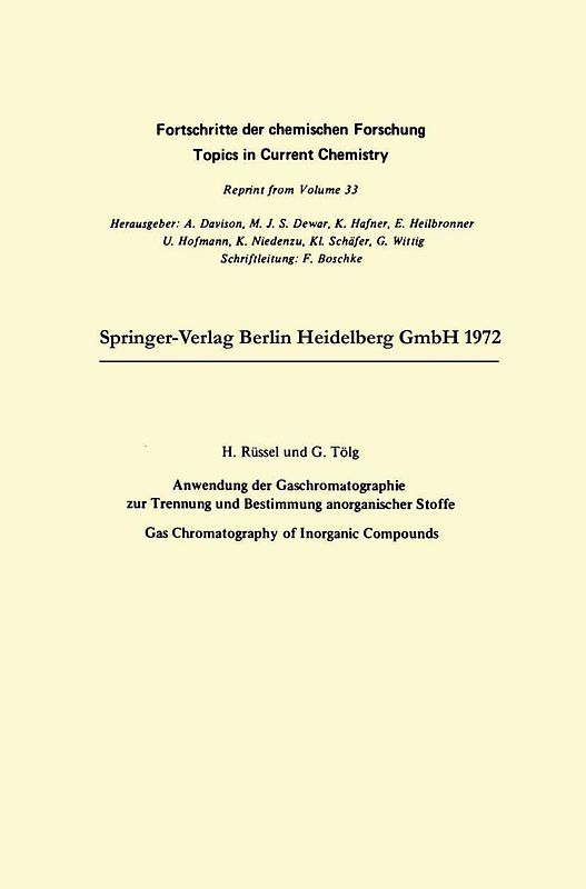 Anwendung der Gaschromatographie zur Trennung und Bestimmung anorganischer Stoffe