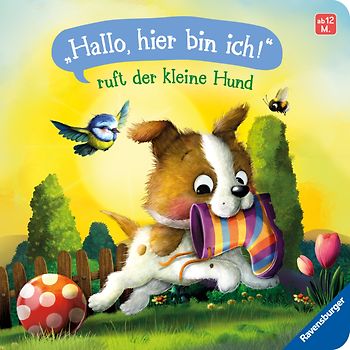 "Hallo, hier bin ich!", ruft der kleine Hund
