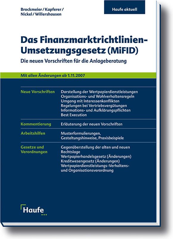 Das Finanzmarktrichtlinien-Umsetzungsgesetz (MiFID)