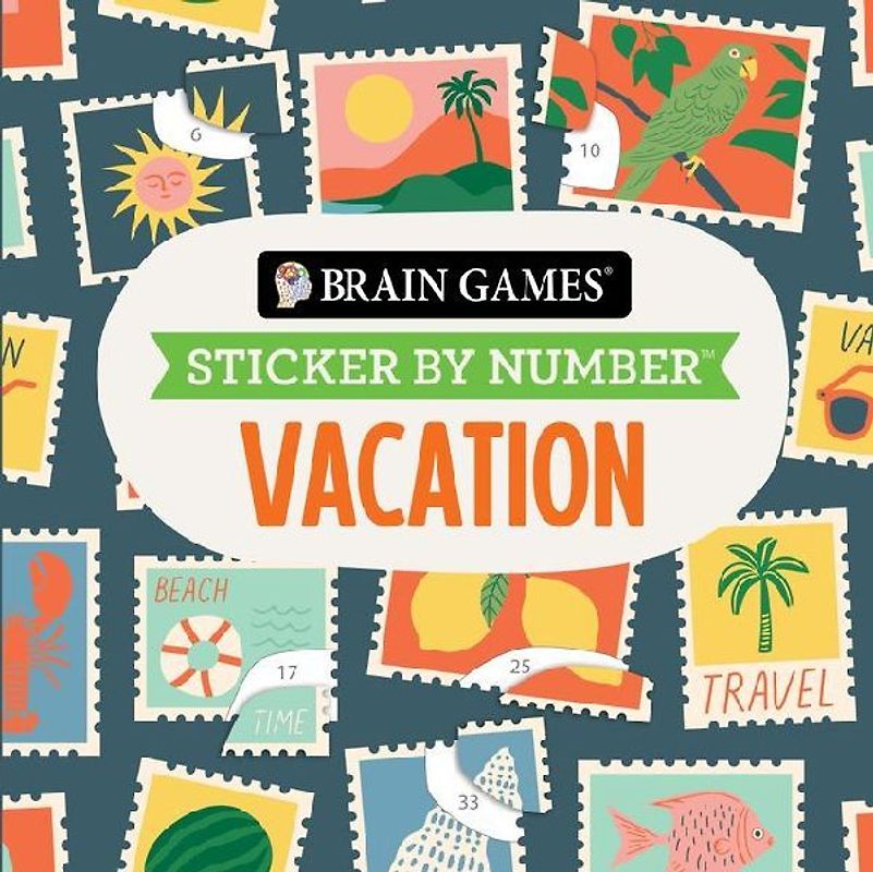 Brain Games - Sticker by Number Compact Edition: Vacation 7x7 Inches Travel Size Activity Book for Adults & Kids 7+