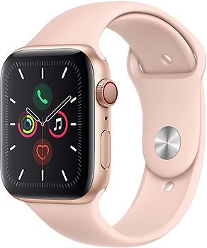 Apple Watch Series 5 44 mm Aluminiumgehäuse gold am Sportarmband sandrosa [Wi-Fi + Cellular]