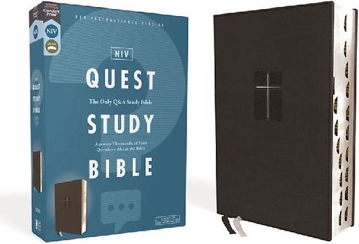 Niv, Quest Study Bible, Leathersoft, Black, Indexed, Comfort Print