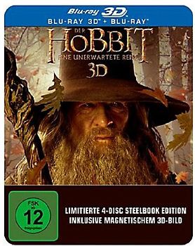 Der Hobbit: Eine unerwartete Reise 3D [Steelbook, inkl. 2D Version, Lenticularcover, 4 Discs] 3D Blu-ray Disc