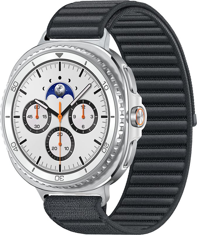 Samsung Galaxy Watch8 Classic 46 mm Boîtier aluminium blanc sur Confort S/M graphite [Wi-Fi + 4G]