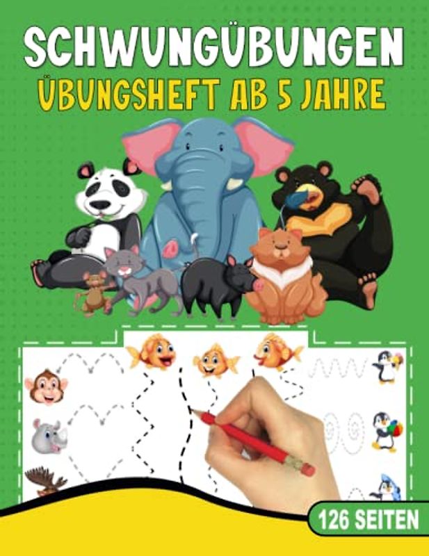 SCHWUNGÜBUNGEN ÜBUNGSHEFT AB 5 JAHRE: Lernbuch mit 126 Seiten. Ideal für zu Hause, Kindergarten, Vorschule & Grundschule. Förderung von Feinmotorik, ... gemacht. (Erfolgreiche Vorschule!, Band 2)