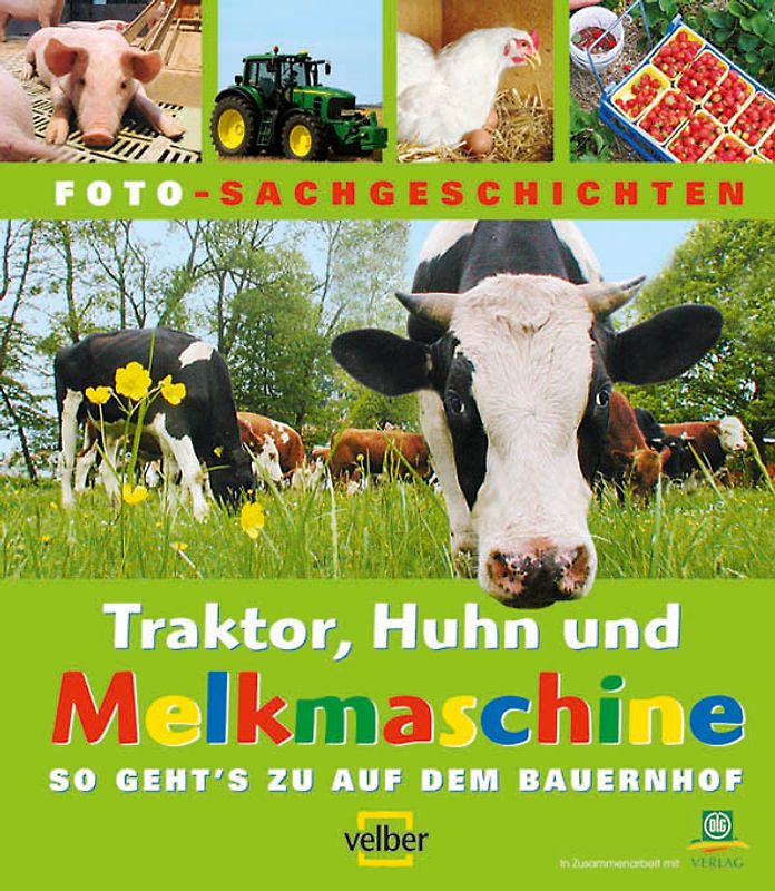 Traktor, Huhn und Melkmaschine