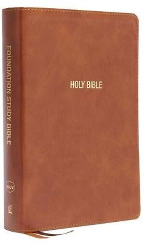 Nkjv, Foundation Study Bible, Large Print, Leathersoft, Brown, Red Letter, Thumb Indexed, Comfort Print