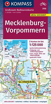 KOMPASS Großraum-Radtourenkarte 3702 Mecklenburg-Vorpommern, 1:125.000