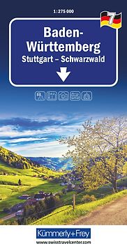 Kümmerly+Frey Regional-Strassenkarte 7 Baden Württemberg 1:275.000