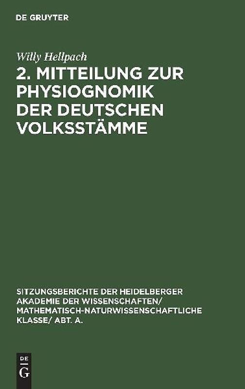 2. Mitteilung zur Physiognomik der deutschen Volksstämme