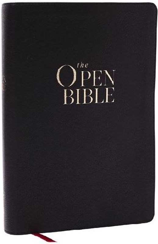 The Open Bible: Read and Discover the Bible for Yourself (NKJV, Black Leathersoft, Red Letter, Comfort Print)