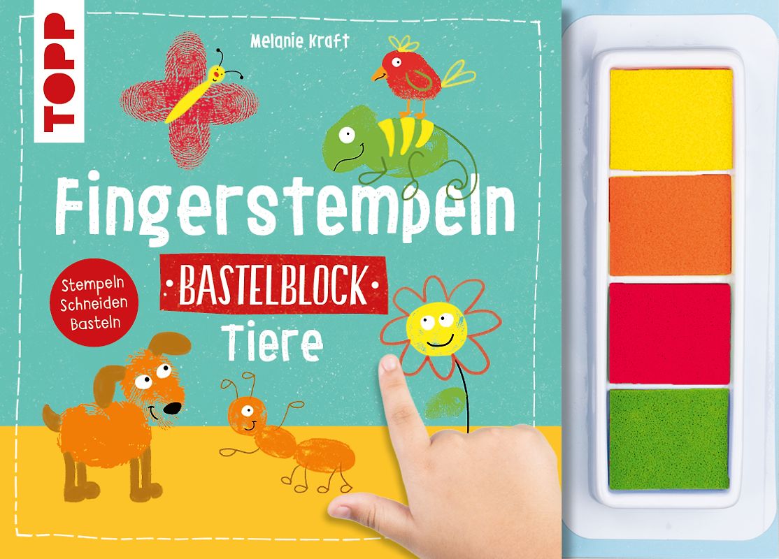 Fingerstempeln. Bastelblock Tiere