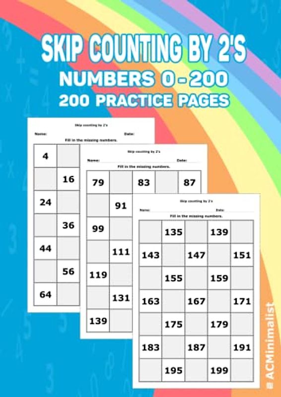 Skip Counting by 2's. Numbers 0 - 200. 200 Practice Pages: Write the Missing Numbers. Counting by 2's to 200. Counting by twos.