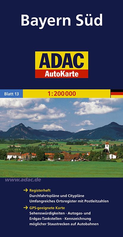 ADAC AutoKarte Deutschland Blatt 13 Bayern Süd 1:200 000