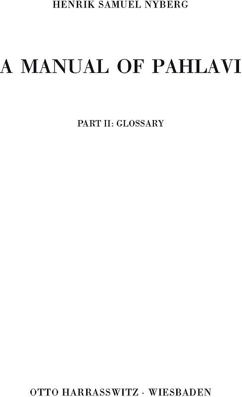 A Manual of Pahlavi
