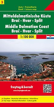 freytag & berndt Straßenkarte Mitteldalmatinische Küste, Brac - Hvar - Split 1:100.000