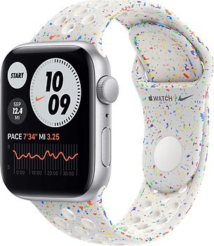 Apple Watch Nike SE 44 mm Boîtier aluminium argent Bracelet Sport Nike platine pur S/M [Wi-Fi]