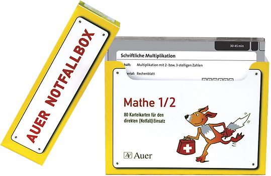 Schnelle Vertretungsstunden Mathe 1/2. 80 Karteikarten für den direkten Einsatz aus der Auer-Notfallbox (1. und 2. Klasse)