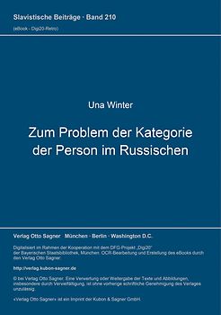 Zum Problem der Kategorie der Person im Russischen