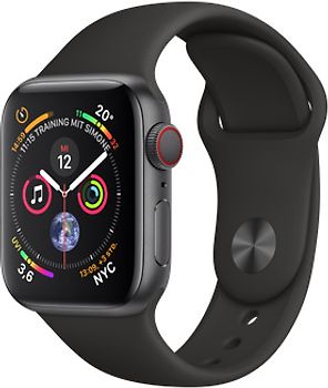 Apple Watch Series 4 40 mm boîtier en aluminium gris sidéral avec Bracelet Sport noir [Wifi+ Cellular]