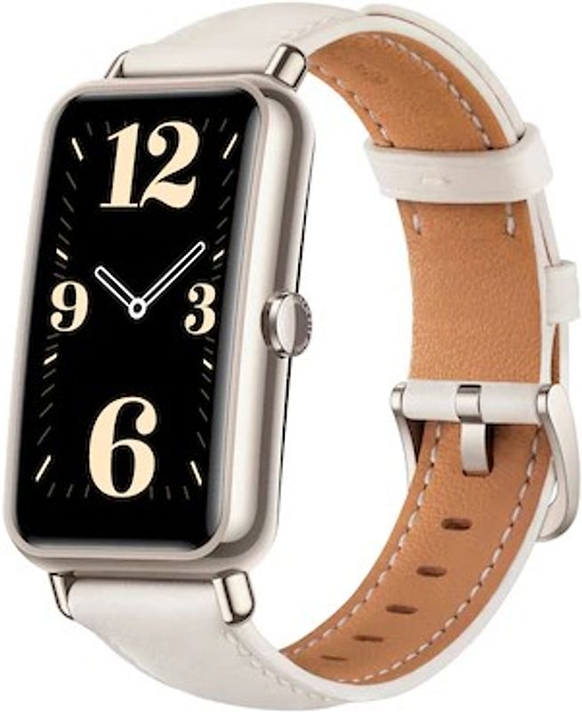 Huawei Watch Fit Mini 52 mm oro con cinturino di pelle bianco