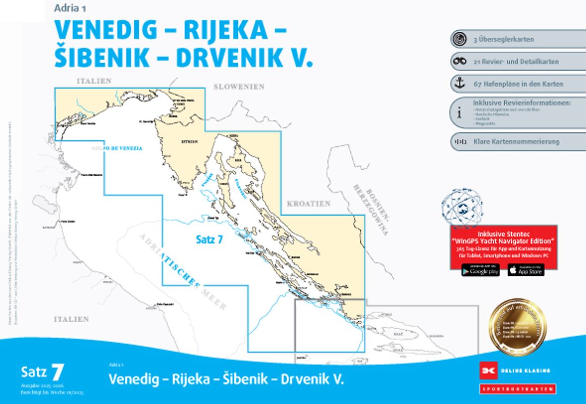 Sportbootkarten Satz 7: Adria 1 (Ausgabe 2025/2026)