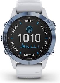 Garmin Fenix 6 47 mm blauw met een witte siliconen polsband [Pro Solar Edition]