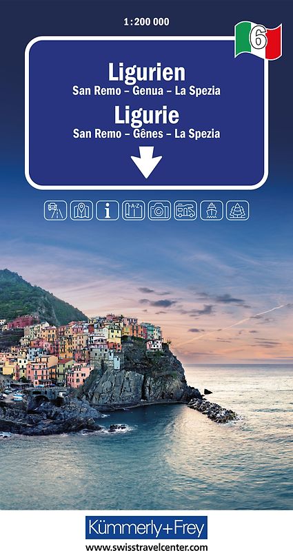 Kümmerly+Frey Regional-Strassenkarte 6 Ligurien 1:200.000