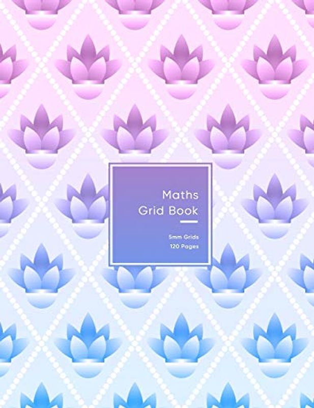 Maths Grid Book: 5mm size graph paper grid book for students or Mathematician | Squares notebook | Pink and purple flower pattern for teenage girl
