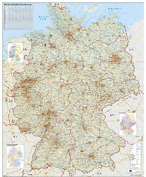 Verkehrswegekarte Deutschland. Wandkarte / Poster gerollt im Kunststoffrohr