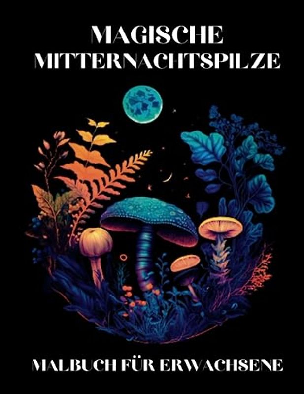Magische Mitternachtspilze Malbuch für Erwachsene: Entdecke eine geheimnisvolle Welt mit faszinierenden Pilzmotiven zum Ausmalen und Entspannen