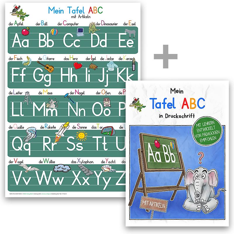Mein Tafel-ABC in Druckschrift mit Artikeln-Set