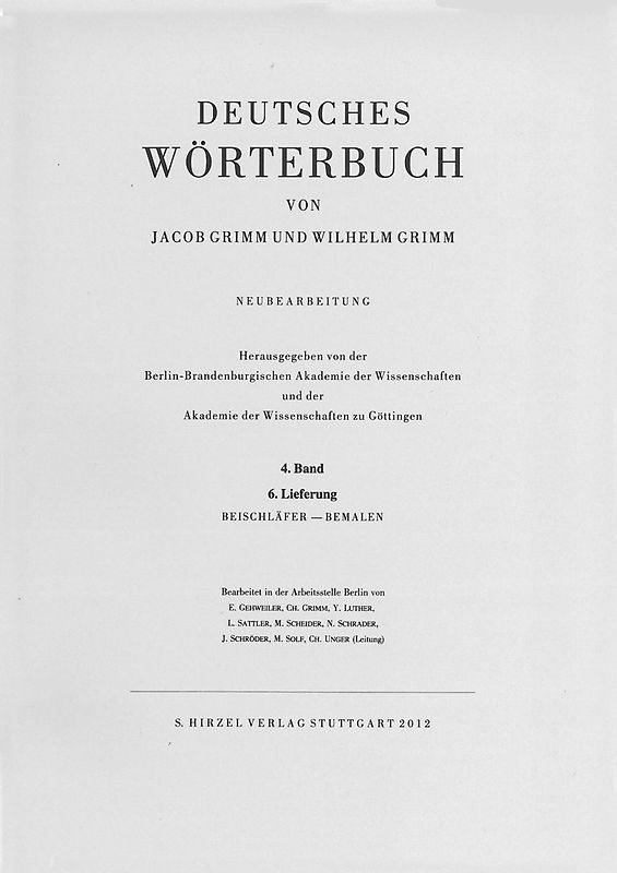Grimm, Dt. Wörterbuch Neubearbeitung