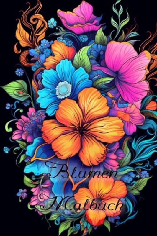 Blumen Malbuch für Erwachsene mit schwarzem Hintergrund (Natur Malbücher - schöne Blumen, atemberaubende Landschaften und gemütliche Häuser)