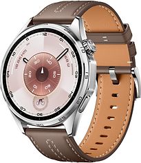 Image of Huawei Watch GT 6 46 mm roestvrijstalen kast zilver met leren bandje grijs (Refurbished)