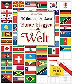 Malen und Stickern: Bunte Flaggen aus aller Welt