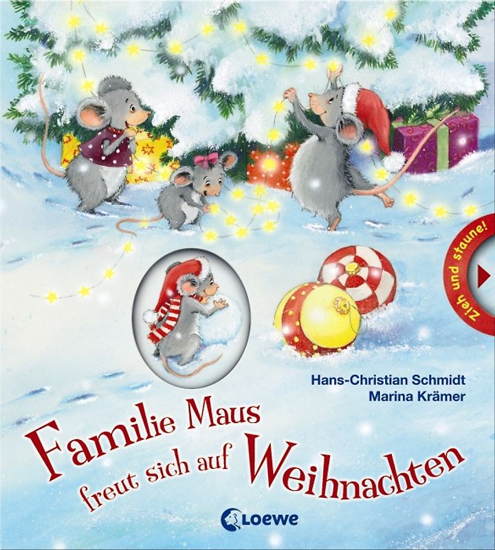 Familie Maus freut sich auf Weihnachten