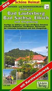 Wander- und Radwanderkarte Südharz, Bad Lauterberg, Bad Sachsa, Ellrich und Umgebung