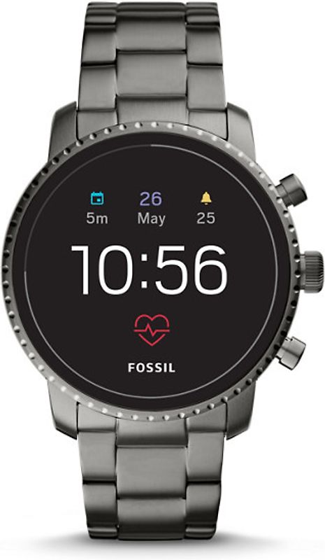 Fossil Explorist HR 45mm gris et bracelet en acier inoxydable gris [Wi-Fi, 4. génération]