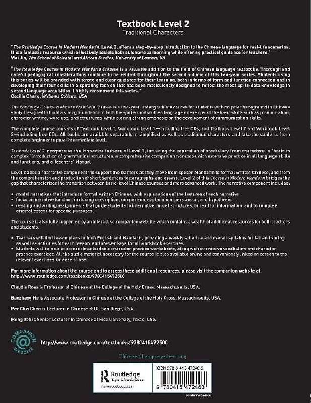 Routledge Course in Modern Mandarin Chinese Level 2 Traditional