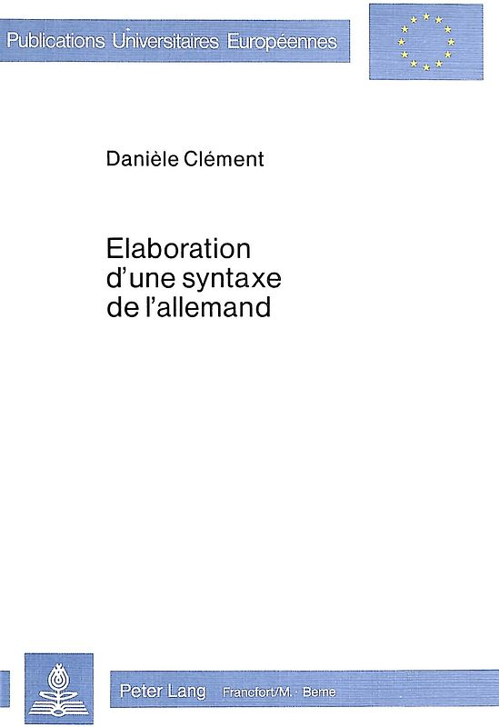 Elaboration d'une syntaxe de l'allemand