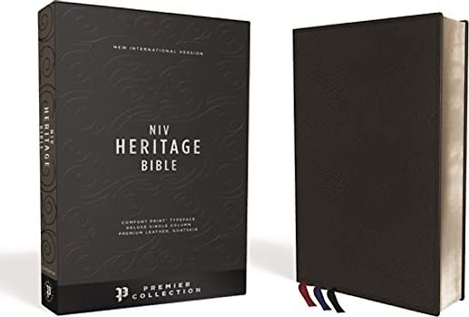 NIV, Heritage Bible, Deluxe Single-Column, Premium Goatskin Leather, Black, Premier Collection, Black Letter, Art Gilded Edges, Comfort Print: New ... Leather, Sterling Edition, Comfort Print