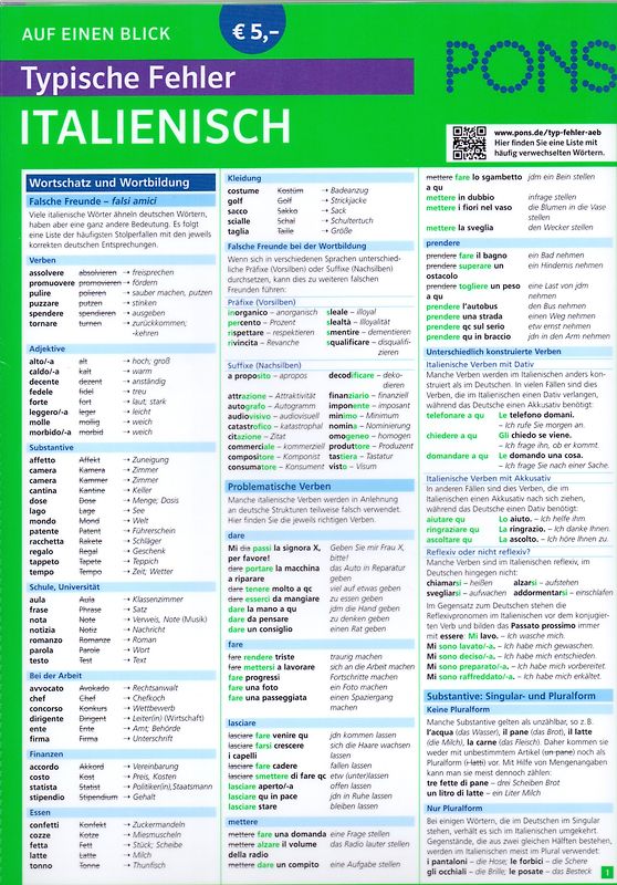 PONS Auf einen Blick Typische Fehler Italienisch